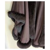 Brown Wool and Fur Wrap