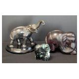 Decorative Metal and Carved Wood/Stone Elephants
