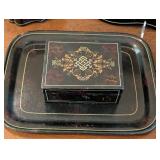Vintage Painted Tole Trays and Trinket Boxes