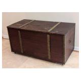 Vintage Rolling Wood Trunk