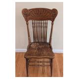 Vintage Pressed Back Oak Chair