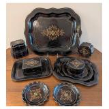 Vintage Painted Tole Trays and Trinket Boxes