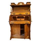 BR2 - Antique Victorian Oak Secretary Desk with Shelves, Drawers, and Cabinet
