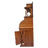 BR2 - Antique Victorian Oak Secretary Desk with Shelves, Drawers, and Cabinet