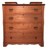BR1 - Antique Wooden Dresser with Ornate Brass Pulls