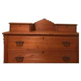 BR1 - Antique Wooden Dresser with Ornate Brass Pulls