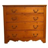 BR1 - Antique Wooden Dresser with Four Drawers and Brass Handles