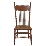 BR1 - Vintage Wooden Spindle-Back Chair with Decorative Carving