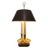 LLR - Vintage Brass Three-Pillar Table Lamp with Black Shade