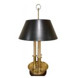 LLR - Vintage Brass Three-Pillar Table Lamp with Black Shade