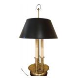 LLR - Vintage Brass Three-Pillar Table Lamp with Black Shade