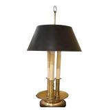 LLR - Vintage Brass Three-Pillar Table Lamp with Black Shade