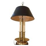 LLR - Vintage Brass Three-Pillar Table Lamp with Black Shade