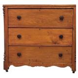 LLR - Antique Three Drawer Wood Dresser with Original Knobs