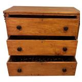 LLR - Antique Three Drawer Wood Dresser with Original Knobs