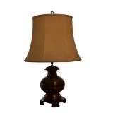 BR1 - Vintage Brass Table Lamp with Cream Shade