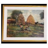 LLR - Framed Haystacks and Children Print by Homer Winslow