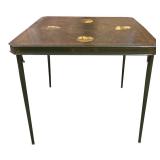 BR1 - Vintage Simmons Folding Metal Card Table with Wood Grain Top