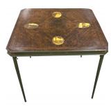 BR1 - Vintage Simmons Folding Metal Card Table with Wood Grain Top