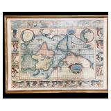 LLR - Framed Vintage World Map Art Print by Ioannes Ianssonius 1621 Style
