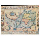 LLR - Framed Vintage World Map Art Print by Ioannes Ianssonius 1621 Style