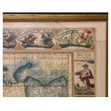 LLR - Framed Vintage World Map Art Print by Ioannes Ianssonius 1621 Style