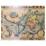 LLR - Framed Vintage World Map Art Print by Ioannes Ianssonius 1621 Style
