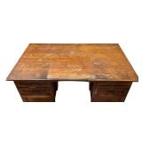LO - Vintage Solid Wood Double Pedestal Office Desk