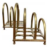 LO - Vintage Office Lot with Metal Tin Box, Desk Set, Brass Toast Rack, and More