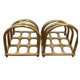 LO - Vintage Office Lot with Metal Tin Box, Desk Set, Brass Toast Rack, and More