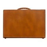 Vintage Leather Briefcase with Assorted File Folders and Office Supplies