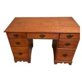 BR1 - 1949 Solid Maple Vintage Desk with 7 Drawers