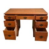 BR1 - 1949 Solid Maple Vintage Desk with 7 Drawers
