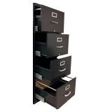 LO - Black Metal 4-Drawer Locking File Cabinet with Key