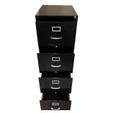 LO - Black Metal 4-Drawer Locking File Cabinet with Key
