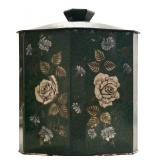 LLR - Group of 3 Figurines with Vintage Floral Tin, Porcelain Owl and Elephant, Wooden Mask