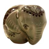 LLR - Group of 3 Figurines with Vintage Floral Tin, Porcelain Owl and Elephant, Wooden Mask