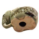 LLR - Group of 3 Figurines with Vintage Floral Tin, Porcelain Owl and Elephant, Wooden Mask