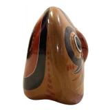 LLR - Group of 3 Figurines with Vintage Floral Tin, Porcelain Owl and Elephant, Wooden Mask