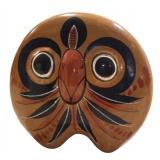 LLR - Group of 3 Figurines with Vintage Floral Tin, Porcelain Owl and Elephant, Wooden Mask