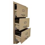 LO - Vintage 3-Drawer File Cabinet, 42in High, Beige Metal