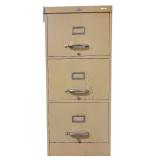 LO - Vintage 3-Drawer File Cabinet, 42in High, Beige Metal