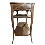 A - Vintage Wooden Console Table with Drawer and Two Shelves