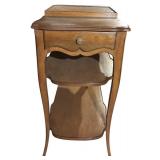 A - Vintage Wooden Console Table with Drawer and Two Shelves
