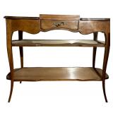 A - Vintage Wooden Console Table with Drawer and Two Shelves