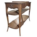 A - Vintage Wooden Console Table with Drawer and Two Shelves