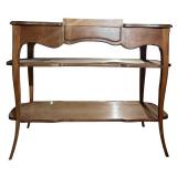A - Vintage Wooden Console Table with Drawer and Two Shelves