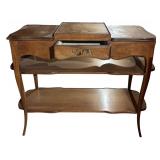 A - Vintage Wooden Console Table with Drawer and Two Shelves