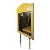 A - Vintage Yellow and White Wood Dresser with Matching Mirror