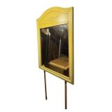 A - Vintage Yellow and White Wood Dresser with Matching Mirror